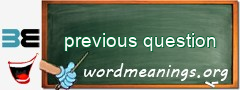 WordMeaning blackboard for previous question